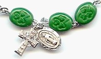 green glass shamrock Rosary bracelet